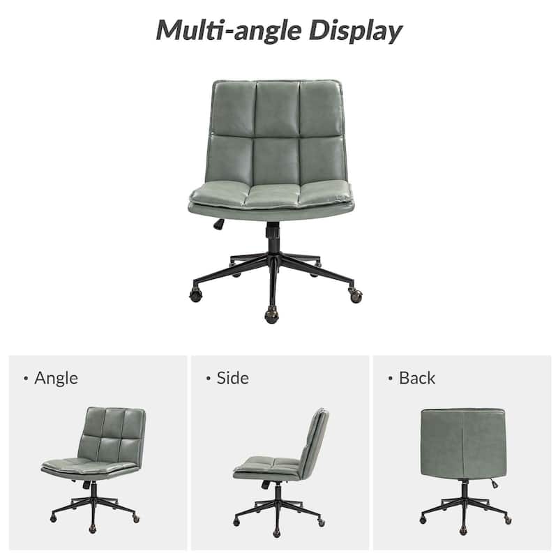 Judy Mid-century Modern Oversize Faux Leather Swivel Tilting Task Office Chair By HULALAHOME