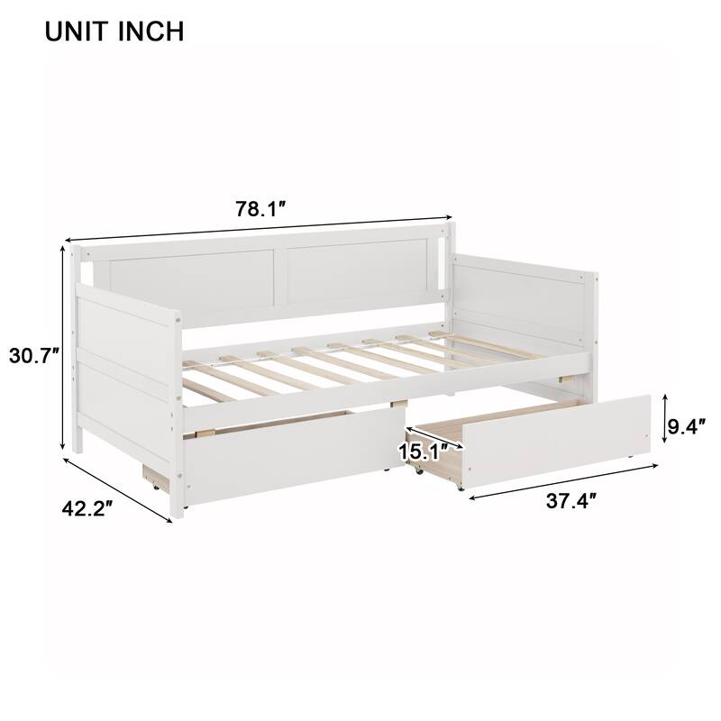 Twin Daybed with 2 Storage Drawers, Sofa Function & 250 lbs Weight Capacity