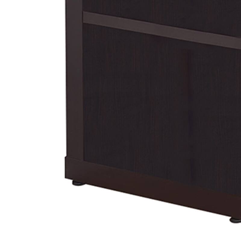 Radiant Brown Wooden Corner Bookcase - 71 H x 19.75 W x 15.75 L