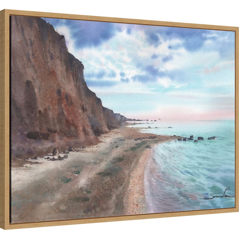 Tropical Wild Beach by Samira Yanushkova Framed Canvas Wall Art Print - Sylvie Natural