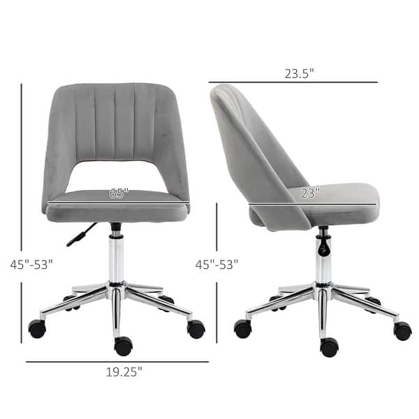 Velvet Mid Back Home Office Chair with Wheels, Ergonomic Study Seat, Upholstered Tufted Chairs with Hollow Back Design - N/A