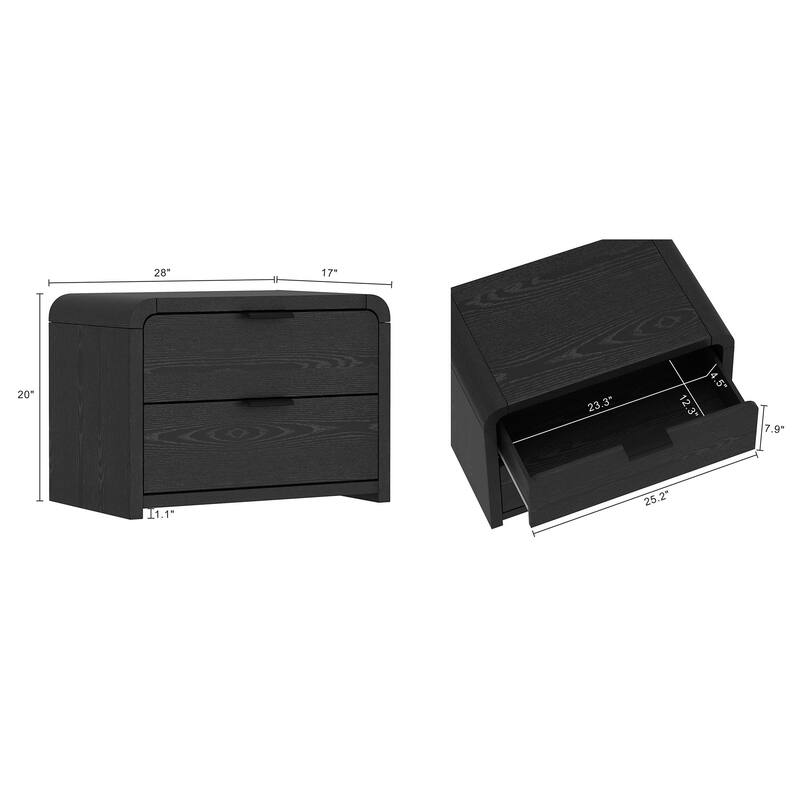 Manhattan Comfort Grace Modern Nightstand with 4 Drawers Set of 2
