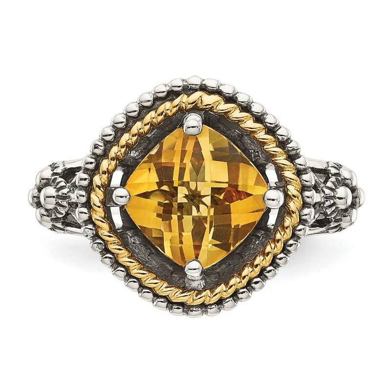 Curata 925 Sterling Silver Polished Prong set With 14k 2.10Citrine Ring