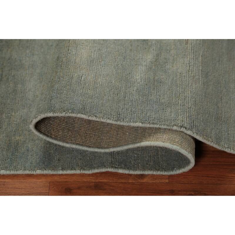 Gabbeh Modern Rug Hand-Knotted Green Wool Carpet - 4'0" x 5'10"