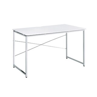 Rectangular Vanity Desk with Metal Frame in White and Chrome - Bed Bath ...