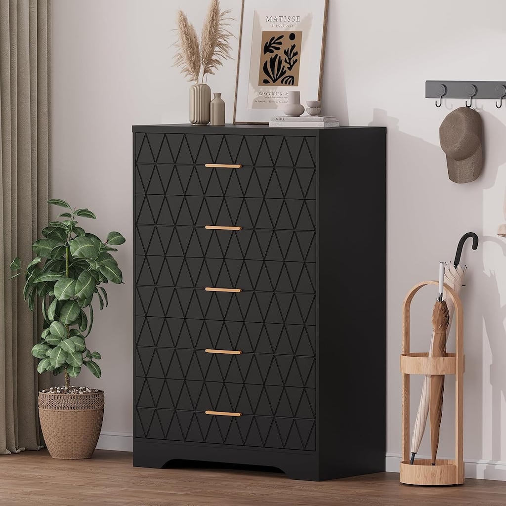 Tall Dresser, Storage Cabinet for Bedroom with 5 Drawers