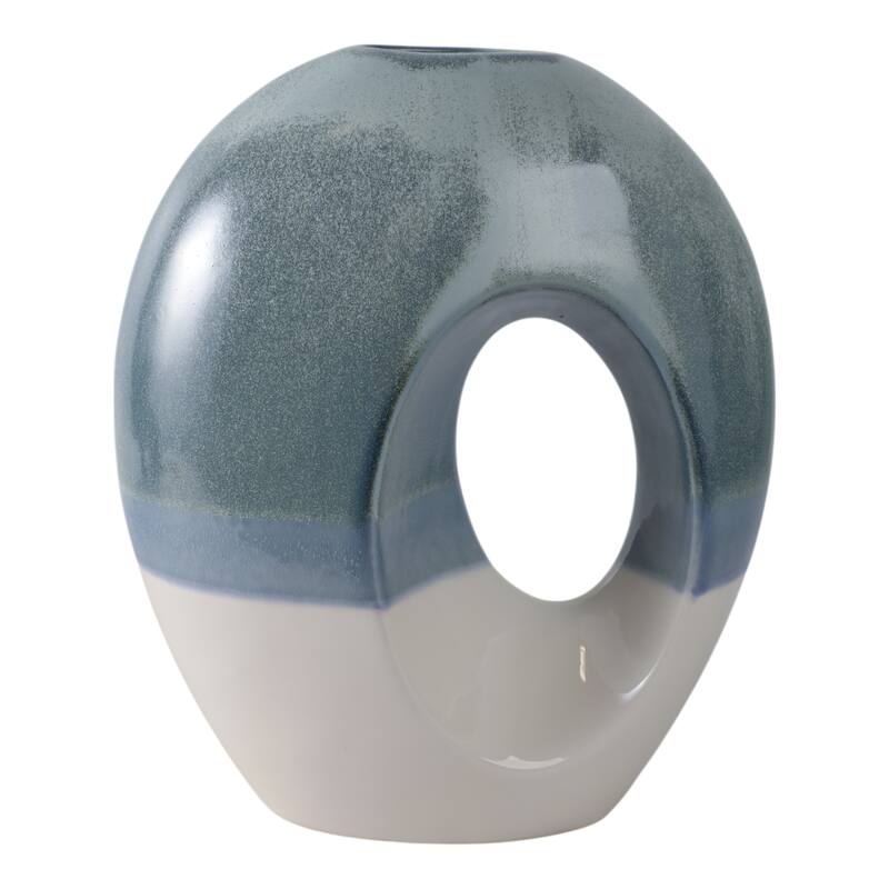 Earthenware Decorative Vase Modern Open Center Handmade Organic Shape