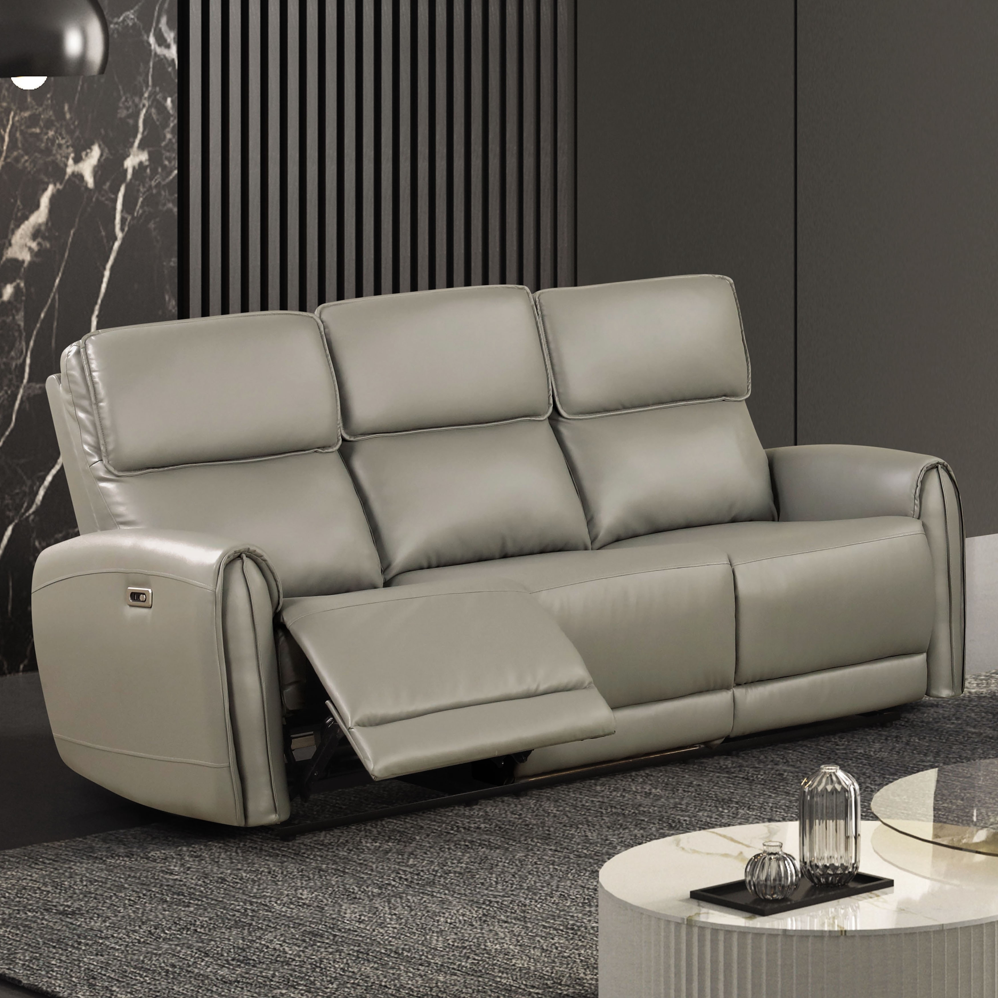 Furniture of America Elente Modern Power Recline Faux Leather Sofa