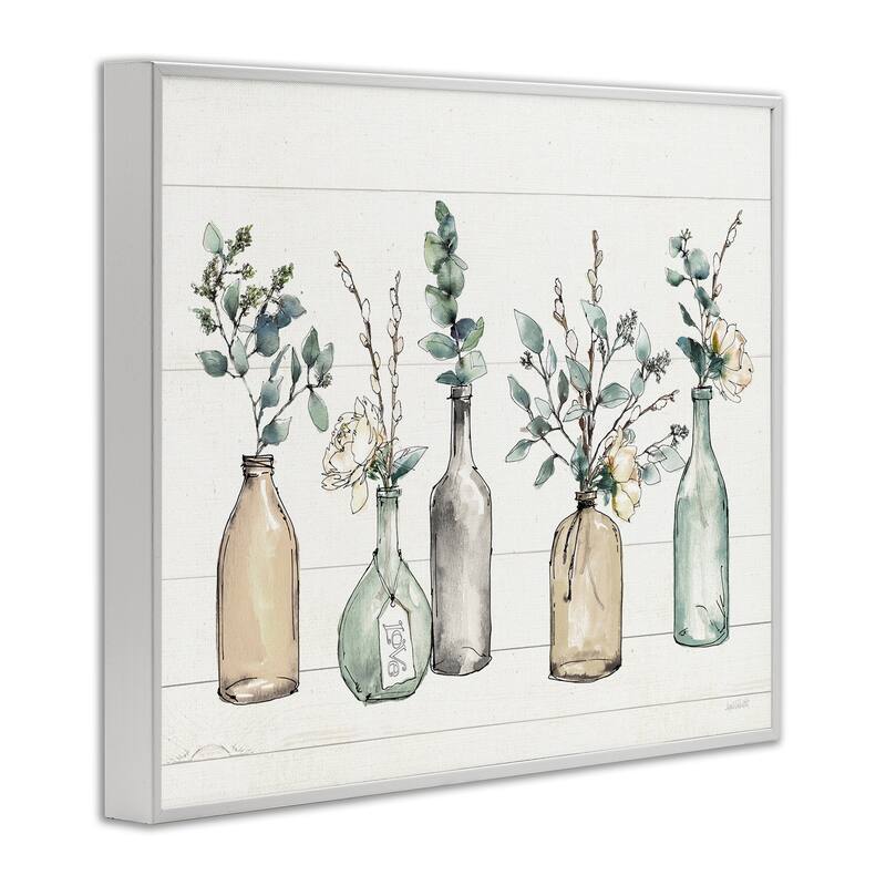 Stupell Bottles And Plants Farm Wood Textured Design Framed Wall Art, Design by Anne Tavoletti - Multi-Color