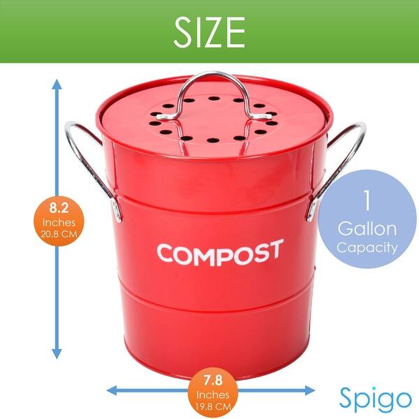 Shop Spigo Steel Kitchen Compost Bin With Vented Charcoal Filter