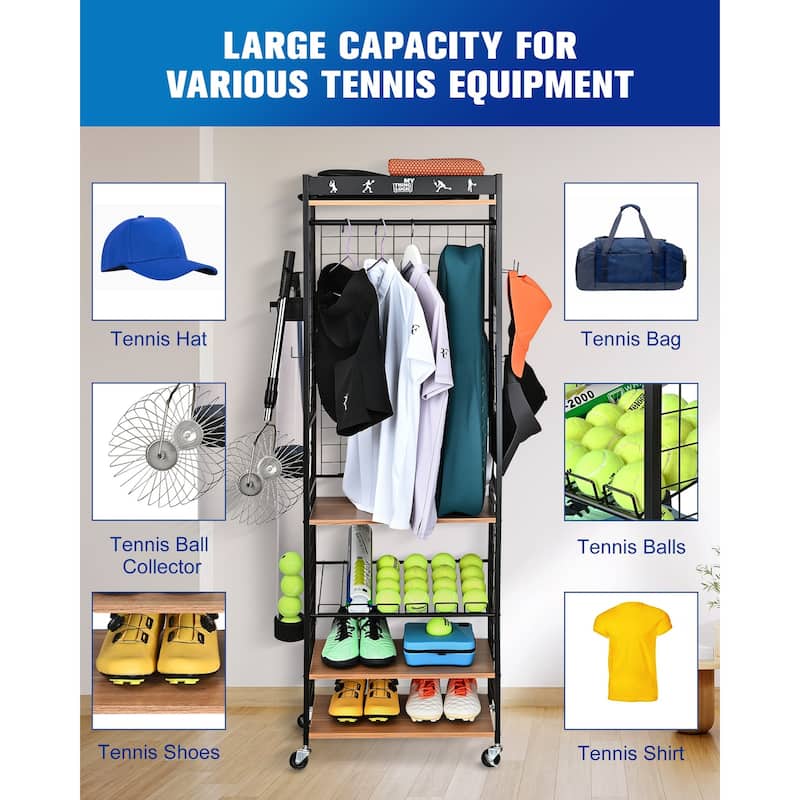 Sport Equipment Storage Rack, Home Organizer with Wheels