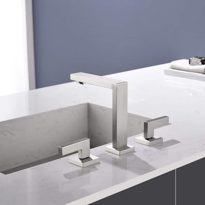8 Inch Bathroom Faucet 3 Holes Two Handles Modern Luxury Widespread Bathroom Sink Faucet Tap with Water Supply Lines