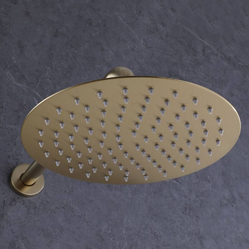 Brushed Gold Round Double Handle Dual Function Bathroom Shower Set