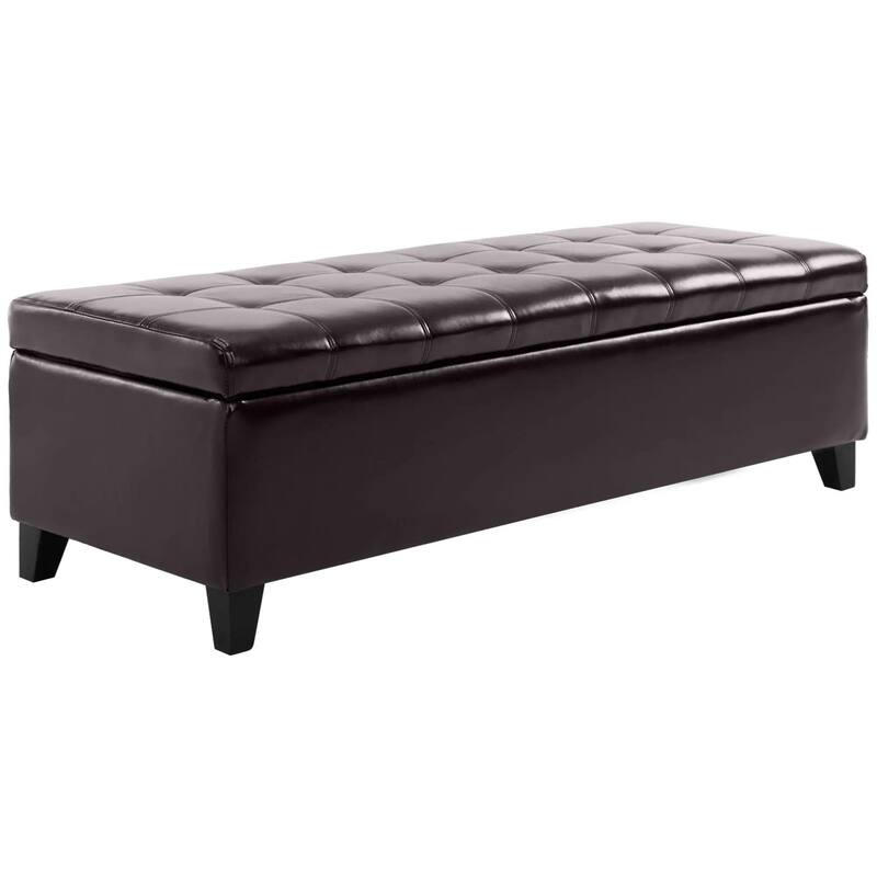 51" Ottoman Storage Bench, Faux Leather Storage Chest with Lift Top
