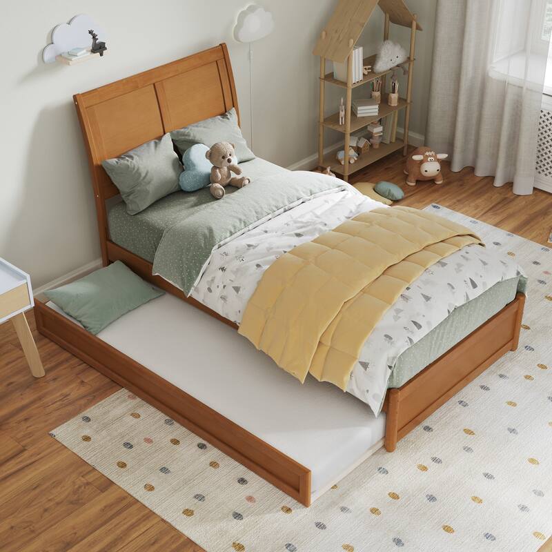 Andorra Platform Bed with Panel Footboard and Twin Trundle