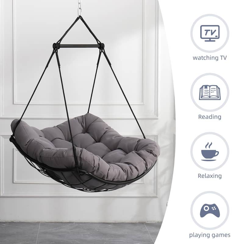 Oversized Swing Chair Hammock Chair with 360掳 Swivel Ring, Hanging Sling Chair with Waterproof Cushioned