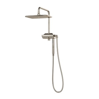 AquaPower 11-in Rain Showerhead Shower System with Pivoting Shower Arm and PULSE AquaPower Spray Brushed Nickel 1.8 GPM