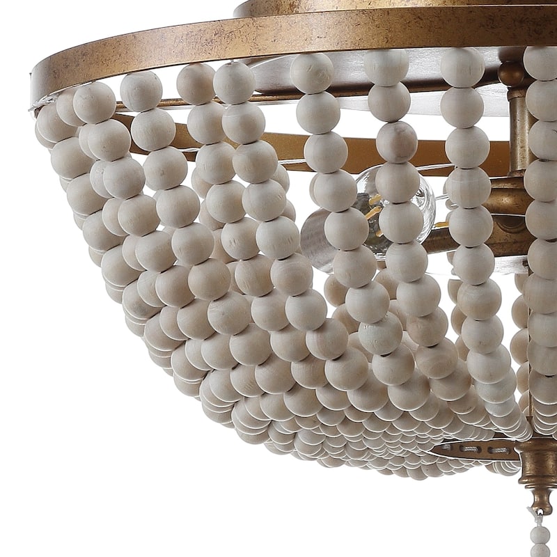 Allie Wood Beaded/Metal LED Flush Mount, by JONATHAN Y