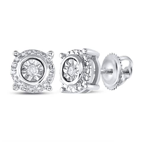 Sterling Silver 1/20 Carat Round Diamond Stud Earrings for Women