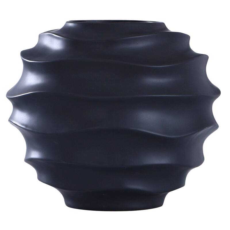 Harp & Finial Eris 11-inch Matte Black Cermaics Vase - Matte Black
