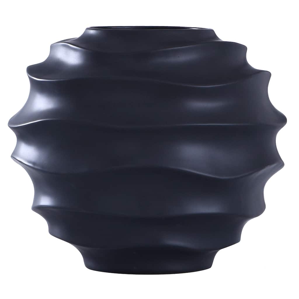 Harp & Finial Eris 11-inch Matte Black Cermaics Vase