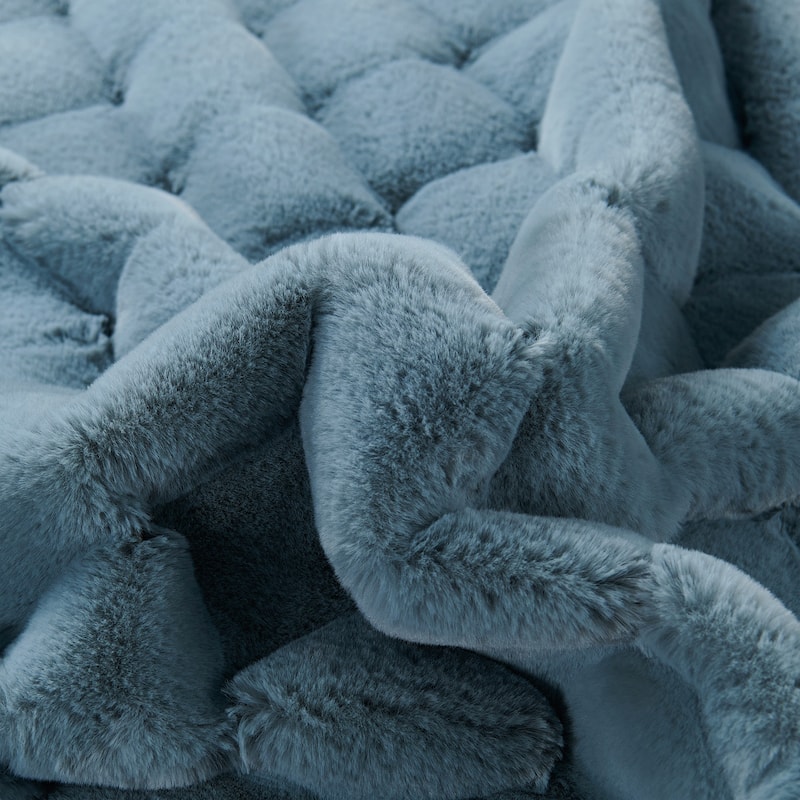 Christmas jacquard imitativerabbit fauxfur throw 50"x60"