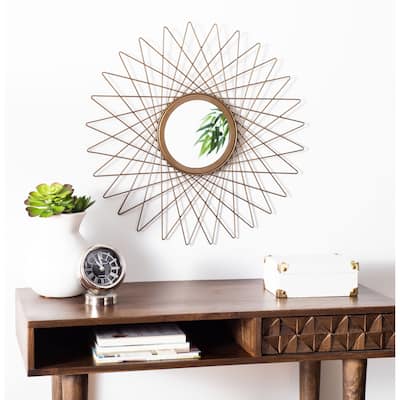 SAFAVIEH Bilsons 23-inch Gold Sunburst Round Mirror - 23" W x 1.5" L x 23" H