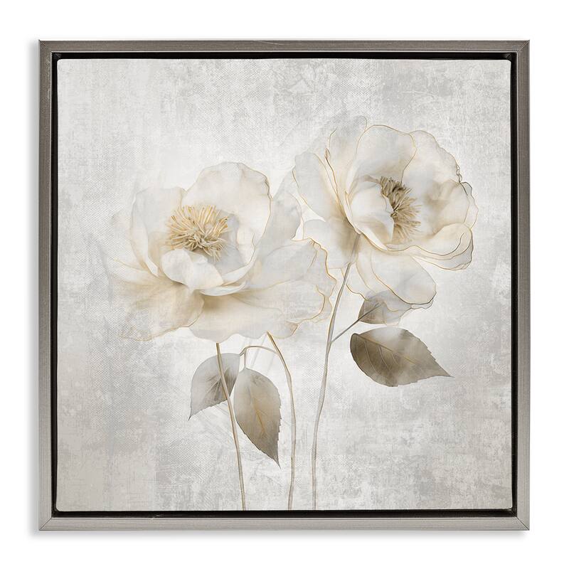 Stupell Contemporary Muted Blossoms Framed Floater Canvas Wall Art Design By Irene Weisz - 25 x 25 - Grey