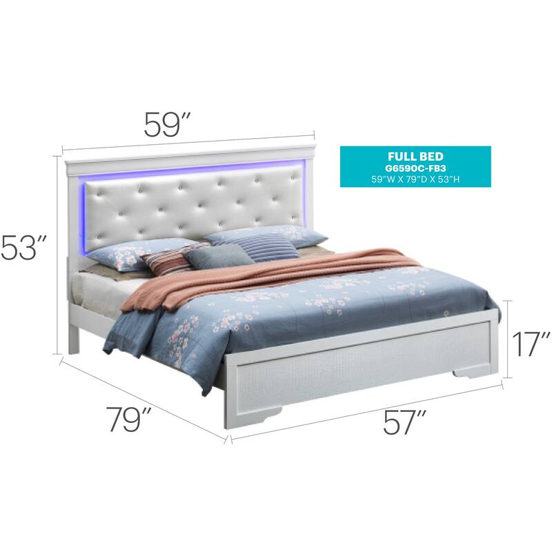 Transitional Full Bed with Silver Champagne Finish