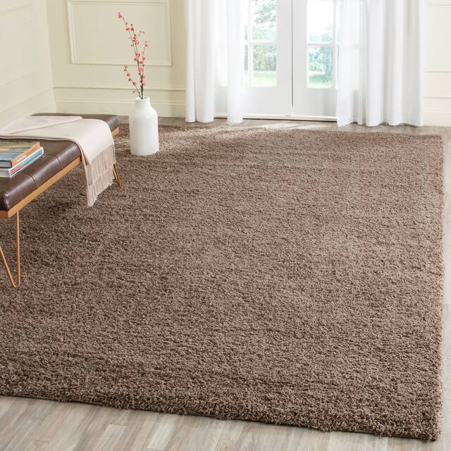 SAFAVIEH Laguna Shag Verdiana Solid Color 2-inch Thick Shag Rug - 8'6" x 12' - Taupe
