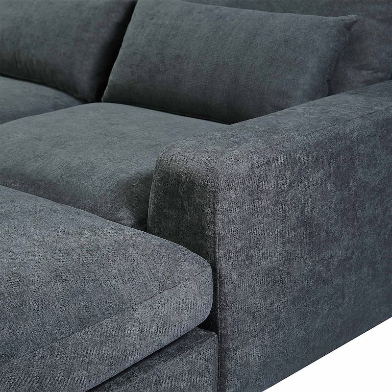 Modular L-Shape Feather Filled Sectional Sofa with Reversible Chaise