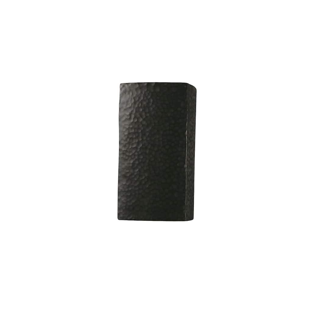 Justice Design Ambiance Iron Outdoor Small Rectangle Wall Sconce