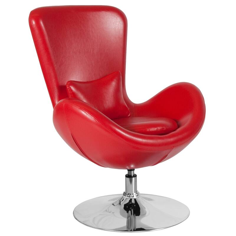 LeatherSoft Swivel Side Reception Chair with Bowed Seat