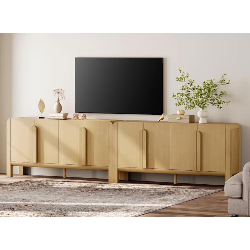 WAMPAT Modern TV Stand For Tvs Up To 120 Inch, 2 In 1 Wood Entertainment Center TV Console With Doors And Adjustable Shelves