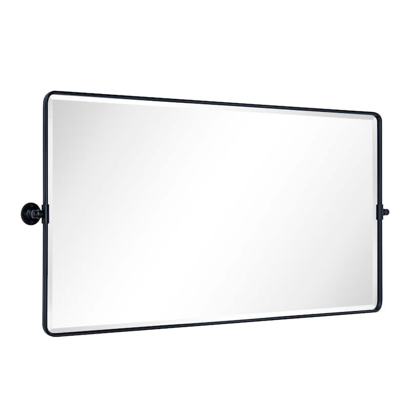 TEHOME Lutalo horizontal Beveled Bathroom / Vanity Mirror - 28" x 54" - Black