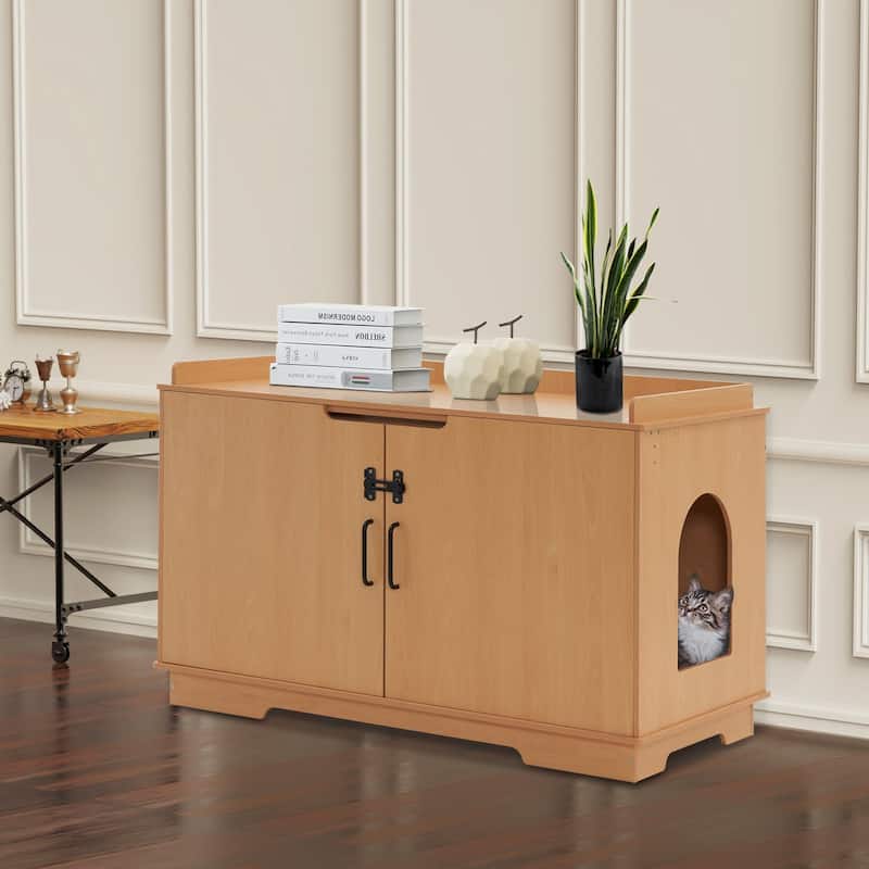MCombo X-Large Cat Litter Box Furniture Hidden with Top Opening & Divider, Particle Board, CT37 - Orange
