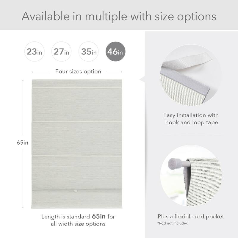 GoDear Design 99.99% Blackout Magnetic Roman Shades, No Drill Cordless Woven Fabric Blinds - 23", 37", 35", 46" W, Vanilla