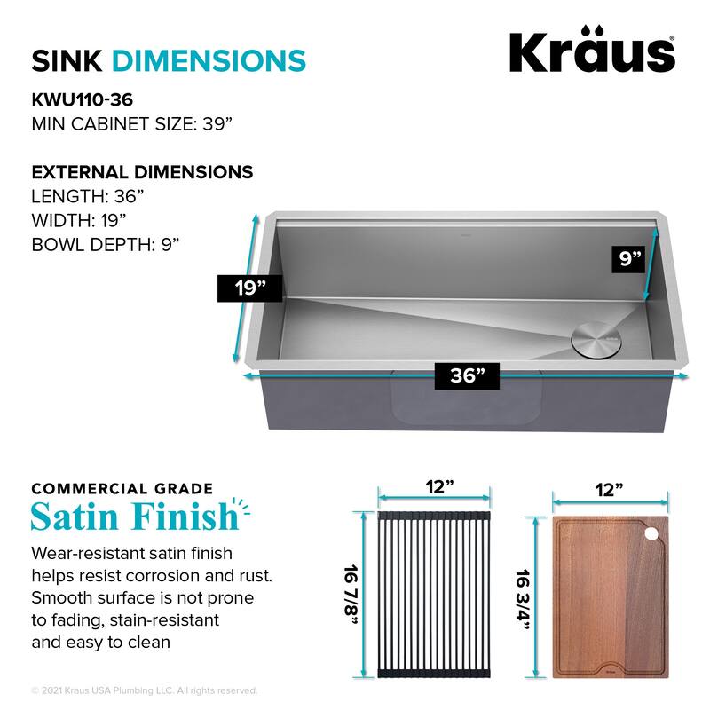 KRAUS Kore Workstation Undermount Stainless Steel Kitchen Sink