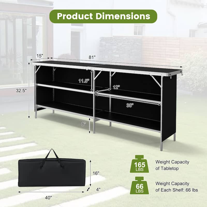 Gymax Portable Bar Table Folding Camping Table w/ Aluminum Alloy Frame