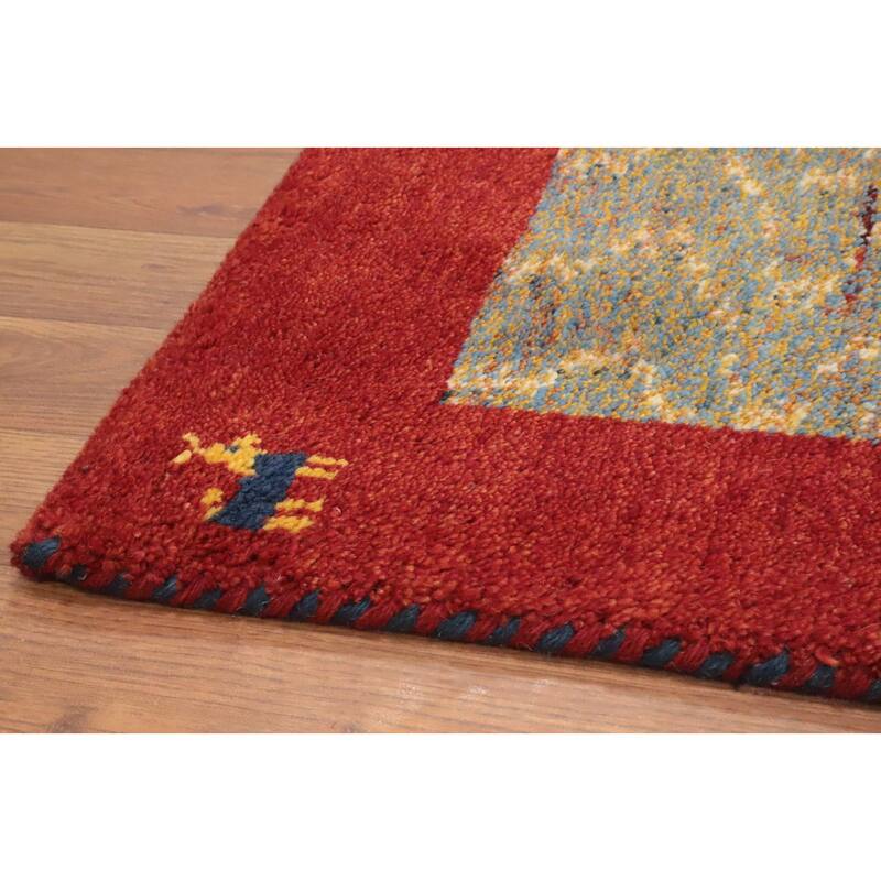 Hand Knotted Oriental 100% Wool Carpet Tribal Animal Pictorial Multi-Colored Gabbeh Area Rug - 4' 0'' X 2' 5''