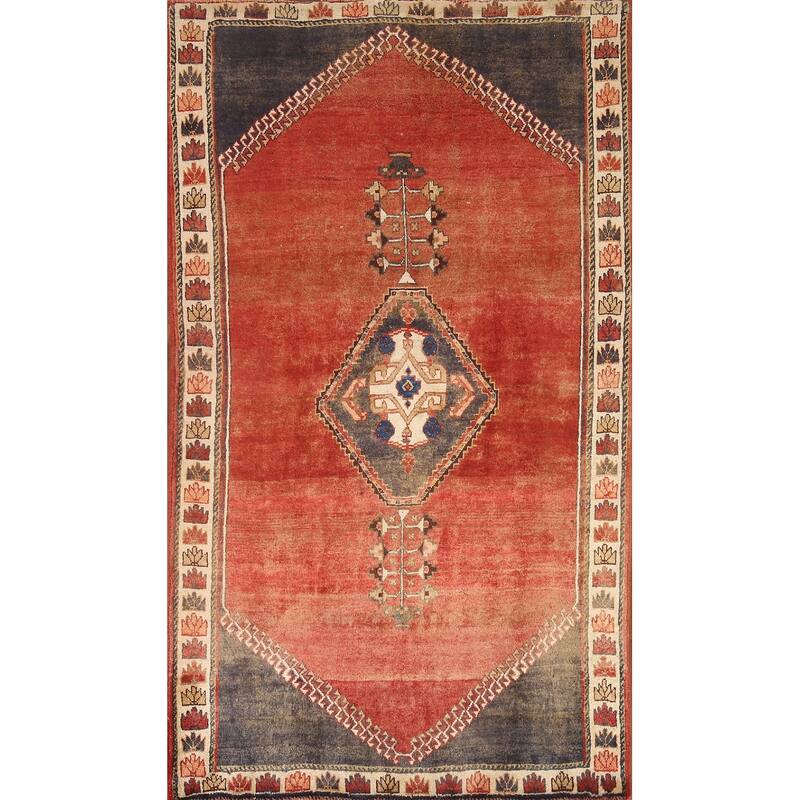 Hand Knotted Oriental 100% Wool Carpet Traditional Medallion Red Shiraz Area Rug - 6' 3'' X 3' 11''