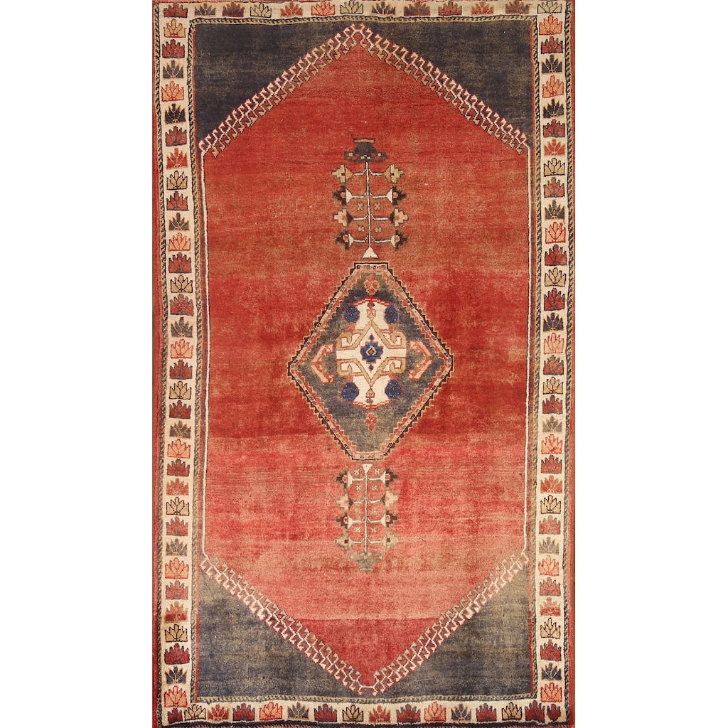 Hand Knotted Oriental 100% Wool Carpet Traditional Medallion Red Shiraz Area Rug - 6' 3'' X 3' 11''
