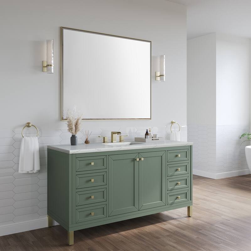 James Martin Vanities Chicago 60" Single Vanity, Smokey Celadon