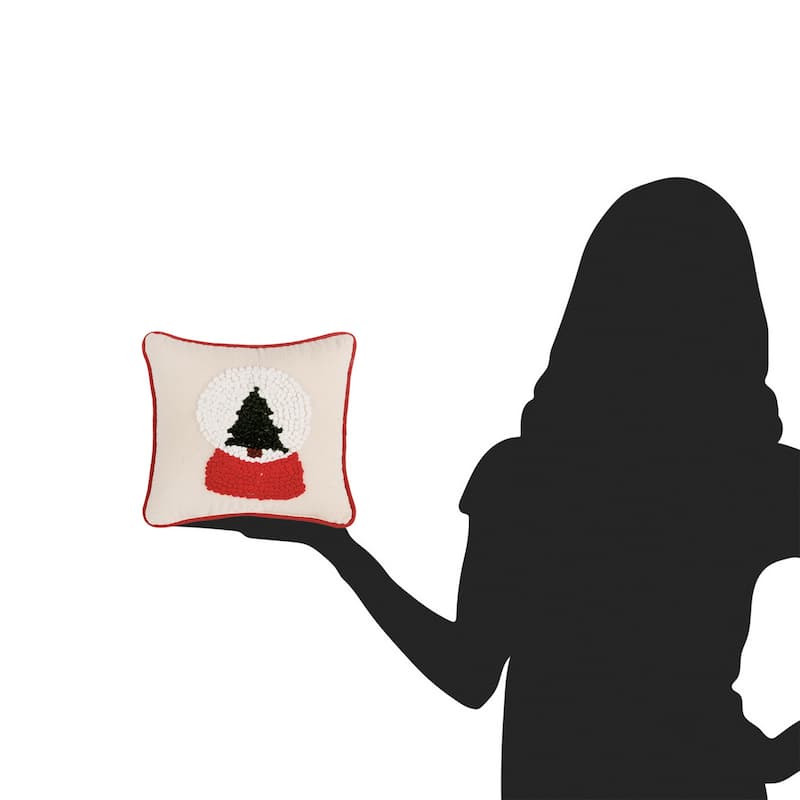 Snow Globe Tree French Knot Throw Pillow