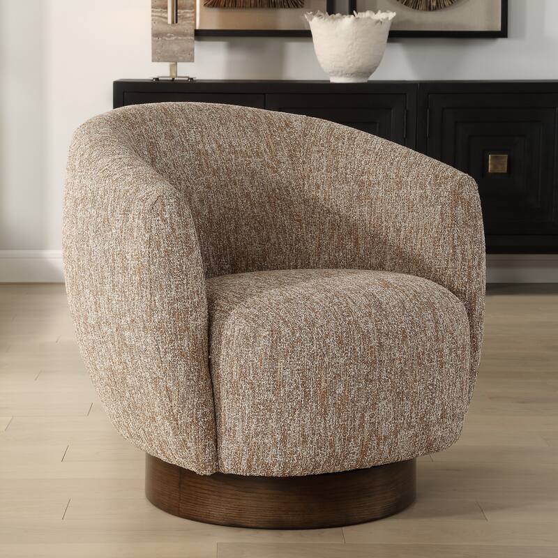 Solid Dunes Barrel Back Swivel Chair - 33" - Brown