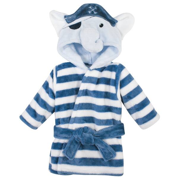 slide 1 of 1, Hudson Baby Infant Boy Plush Animal Face Bathrobe, Pirate Elephant, 0-9M - Pirate Elephant - 0-9 Months 0-9 Months - Pirate Elephant
