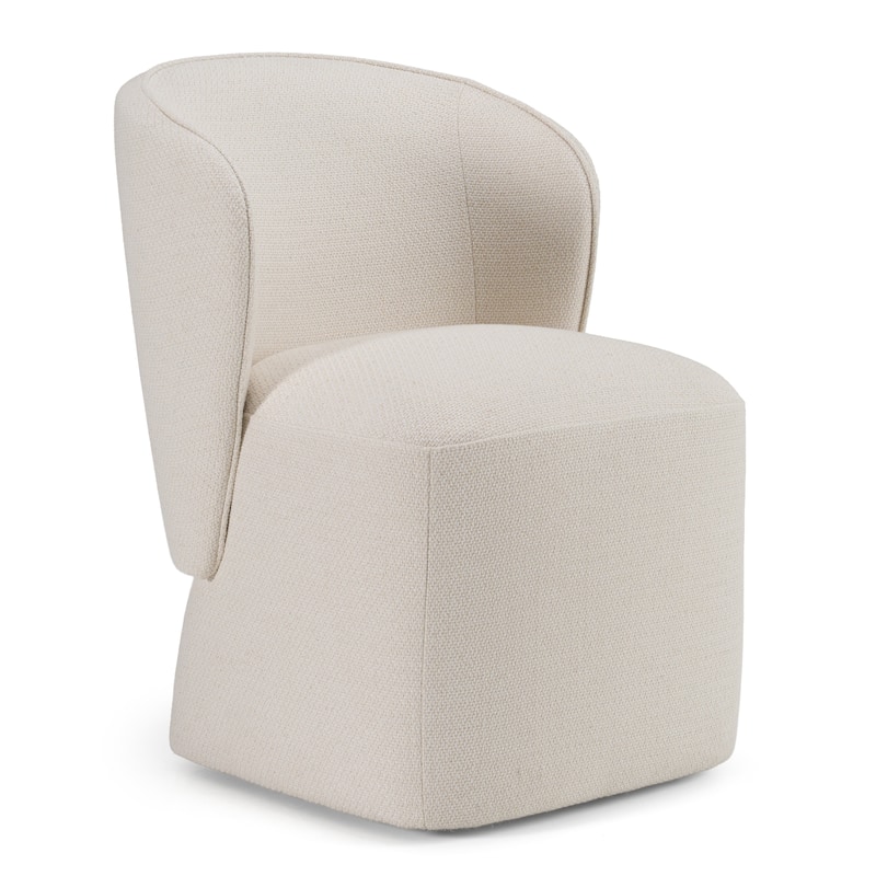 Modrest Souza Modern Beige Fabric Swivel Dining Chair