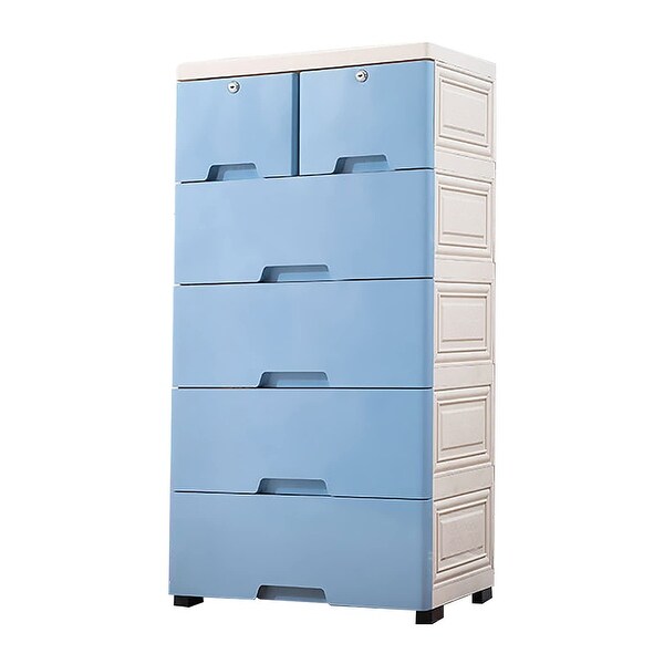 Plastic Dresser 4 Drawers 2 Lockable Top Drawer with Wheels