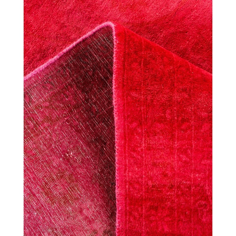 Overton Hand Knotted Wool Vintage Inspired Modern Contemporary Overdyed Pink Area Rug - 8' 10" x 12' 2"