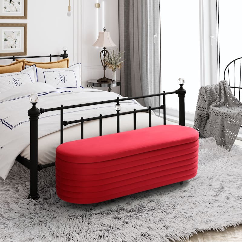 Farrah Velvet Polyester Flip Top Storage Ottoman - 54"